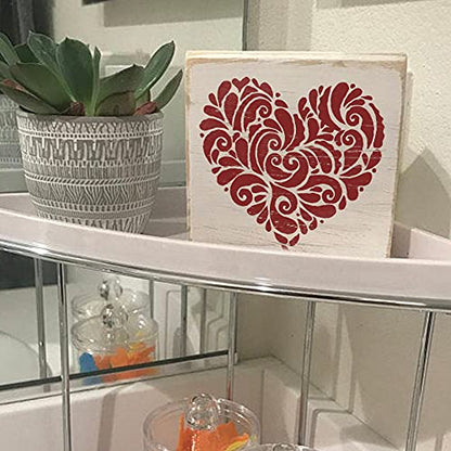 DLY LIFESTYLE Mandala Heart Stencils for Painting on Walls, Wood, Canvas, Paper, Fabric, and Furniture - 7x7 Inch Mandala Stencil - Reusable DIY Art and Craft Stencils - Valentines Stencil - color: Mandala Heart 7"x7"