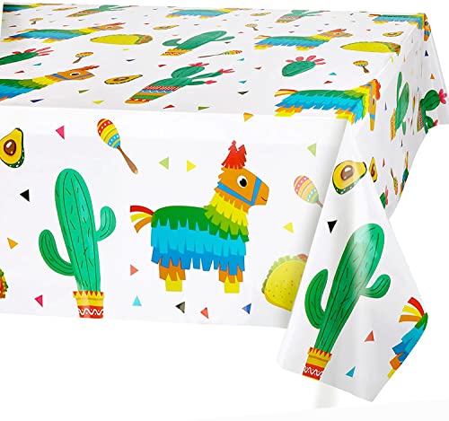 2pcs Cactus Llama Taco Table Cloth for Mexican Final Fiesta Party Decoration Bachelorette Party, Disposable Rectangle Cinco De Mayo Party Tablecovers, Summer Beach Mexican Party Party Supplies