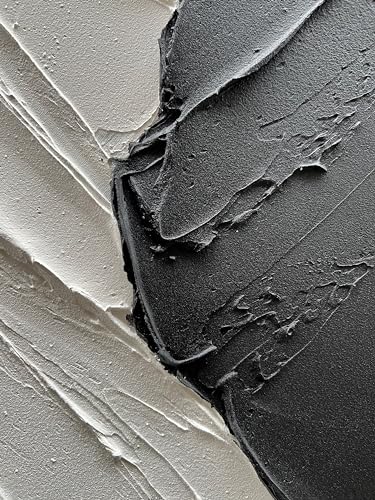 NANKAI Art Hand Painted Thick textured black and white Minimalist home wall Art Deco oil painting 36x24 inches - color: NKHB152