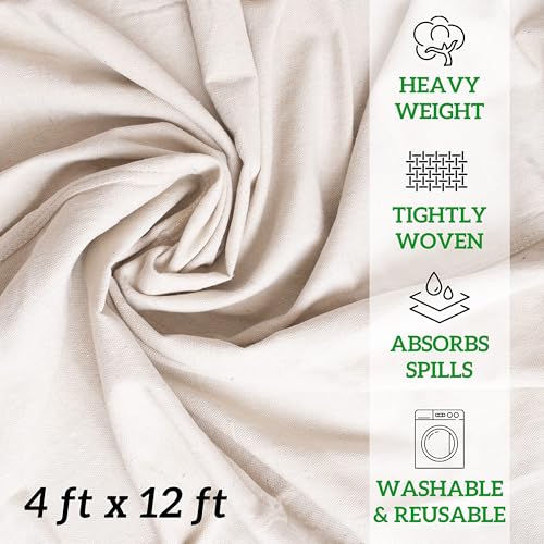 All Purpose Canvas Drop Cloths - Drop Cloth for Painting, Floor Cover, Heavy Duty Protection for Furniture & Surfaces, Reusable Painters Canvas Tarp for Renovation & Home (2 Pack 4x12) - size: 2 Pack - 4x12