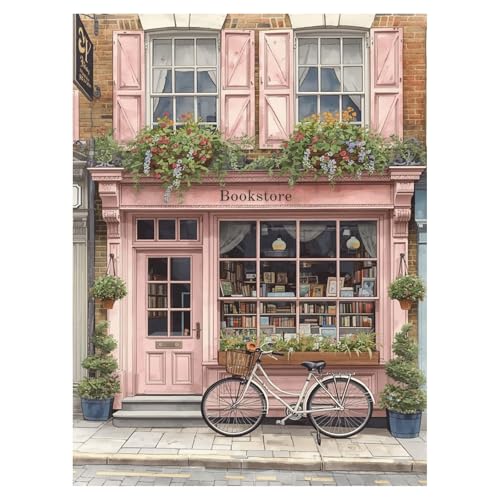 Book Shop Diamond Art Kits for Adults Beginners 12x16 IN, DIY Craft Gift | Bookstore Diamond Painting Kits for Adults, Stress Relief, Home Wall Decor, Book Store 5D Full Round Drill Gem Art - color: DP-US08