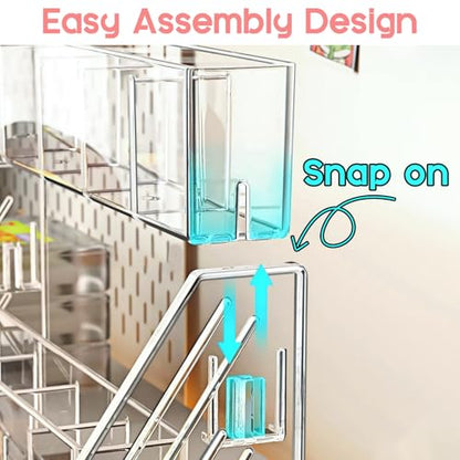Vowcarol Pen Holder, Marker Organizer 20 Compartments, Clear Pencil Holder Space Saving, 4-Tire