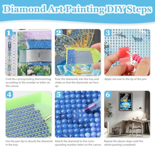 MAXBYE Diamond Art Kits for Adults, Butterfly Bedazzling Dot Painting for Adults，5D Full Drill Gem Art Painting Kit, Easy DIY Craft for Stress Relief 12x16in - color: ZD055