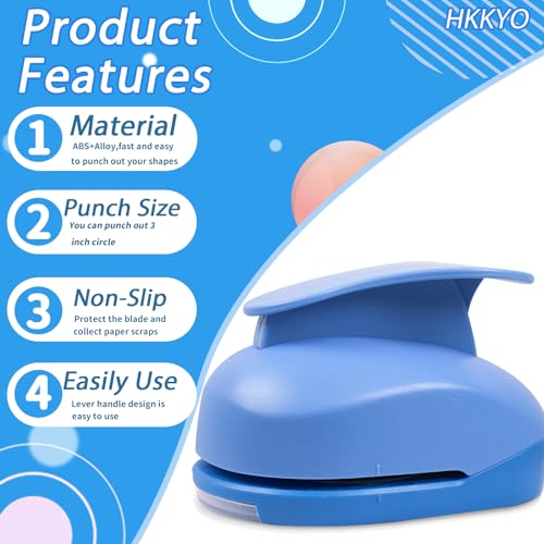 Circle Punch, Large Circle Hole Punch, 3 in Circles Cutter for Craft | Circle Punches for Paper Crafts, Circle Shaped Hole Punch, Circles Paper Punch for Scrapbooking, Precise & Smooth Cutting - style: Circle Punch