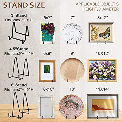 Artliving Plate Stands for Display - Iron Easel Stand Plate Holder Display Stand Picture Frame Stand for Pictures | Photo|Decorative Plate |Dish | Tabletop Art - 4.5 inch-Black(2 Pack) - size: 4.5“（2 pack）