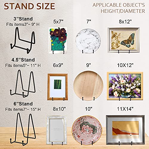 Plate Stands for Display - Iron Easel Stand Plate Holder Display Stand Picture Frame Stand for Pictures | Photo|Decorative Plate |Dish | Tabletop Art - 4.5 inch-Black(6 Pack) - size: 4.5“（6 pack）