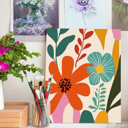 Nuberlic 12X16 Pre Drawn Canvas to Paint Floral 10 Pcs DIY Floral Pre Sketched Outlined Painting Kit to Ladies Party Art Supplies - size: 12x16, style: Floral Pattern