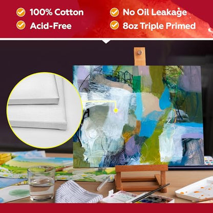 Stretched Canvas for Painting,10Pack 9X12 Inch Stretched White Blank Canvas,8 Oz Triple Primed 5/8" Profile Stretched Canvas,100% Cotton,Canvases for Painting, for Acrylics, Oils - style: 10 PACK 9X12