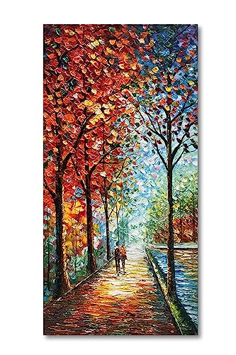 Art Hand-Painted Landscape Oil Painting Wall Art 24x48 Inchs Contemporary Abstract Vertical Texture Oil Painting for Living Room Bedroom Wall Decoration - color: Ts04
