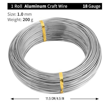 Bonsai Training Aluminum Wire, 1.0mm 18 Gauge Silvery 200g, Bendable Anodized Craft Wire, Flexible Armature Wire for Bonsai Tree Shaping, DIY Handcraft and Model Making(Silvery-1.0) - color: Silver, size: 18 Gauge