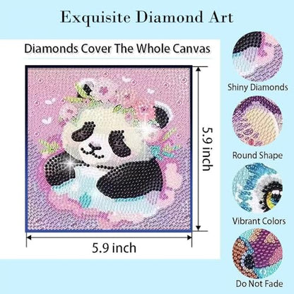PERFECTSIGHT Cute 5D Diamond Art Kits, Kawaii DIY Painting Art for Adults Teen, 4 Pack Diamond Arts and Crafts Sets, Big Gem Full Drill Diamond Dots for Women (Animal) - style: Animal