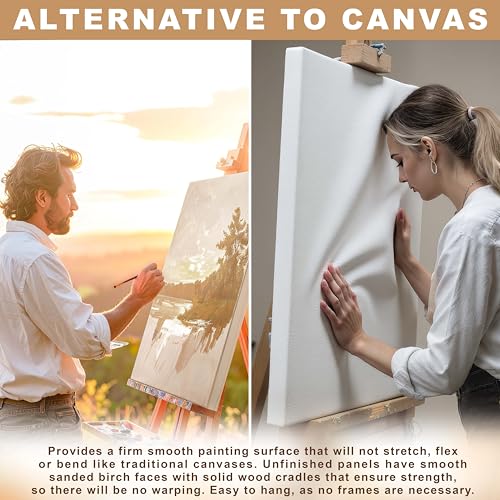 U.S. Art Supply 40" x 40" Unfinished Cradled Wood Panels for Painting, Gallery 1-1/2" Deep (2 Pack) - Artist Depth Wooden Wall Canvases - Mixed-Media Craft, Acrylic, Oil, Encaustic, Paint Pouring