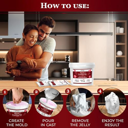 TECEUM Hand Casting Kit – Unique Gift for Couples, Family, Babies & Adults | DIY Romantic Gift for Wedding, Anniversary, Engagement, Baby Showers, Mother's Day and Christmas. Keepsake for Her & Him