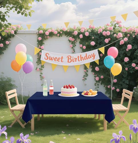 HEIPINIUYE 2 Pack Navy Blue Tablecloth Disposable 54 x 108 Inch Navy Blue Plastic Table Cloth Disposable Waterproof Rectangle Table Cover for Party Birthday Camping Picnic Tablecloths - color: Navy Blue Rectangle Tablecloth, size: 2 Pack