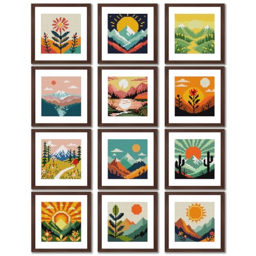 12 Pcs Small Diamond Art Kits Landscape Diamond Art Kits for Adults - color: Landscape-2