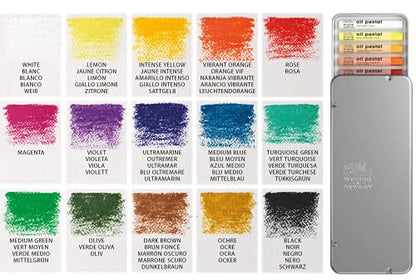 Winsor & Newton Professional Oil Pastels, Set of 15 | Highly pigmented colors with rich consistency, Versatile, perfect for expressive medium use - style: Set of 15