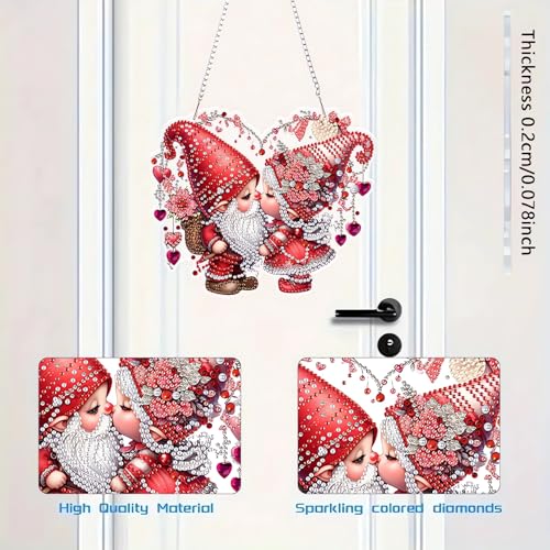 LILEIDECO DIY Valentine’s Day Diamond Art Painting Kits Special Shape Rhinestone Window Pendants Hanging Home Garden Wall Double-Sided Pattern (Single Side Point Drill)- Love Gnomes - color: BL36