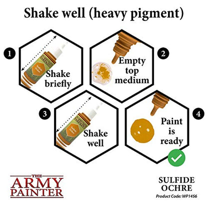 The Army Painter Sulfide Ochre Warpaint - Acrylic Non-Toxic Heavily Pigmented Water Based Paint for Tabletop Roleplaying, Boardgames, and Wargames Miniature Model Painting - color: Sulfide Ochre