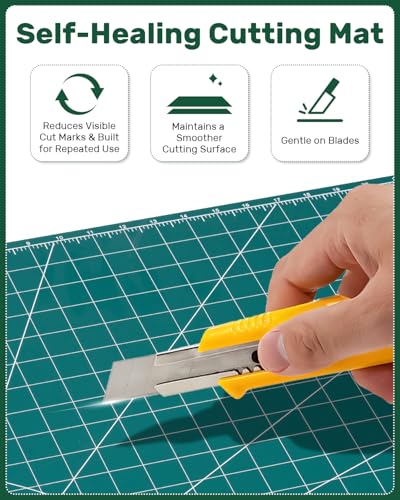 Self Healing Cutting Mat, 17" x 23", Double-Sided Rotary Cutting Mat for Sewing, Quilting, Scrapbooking & Craft, Large Craft Cutting Board for Hobby Use(A2) - size: 23"L x 17"W