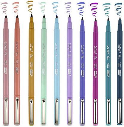 Marvy Uchida Le Flex 10 Piece Set Writing Pen, Pastel Colors