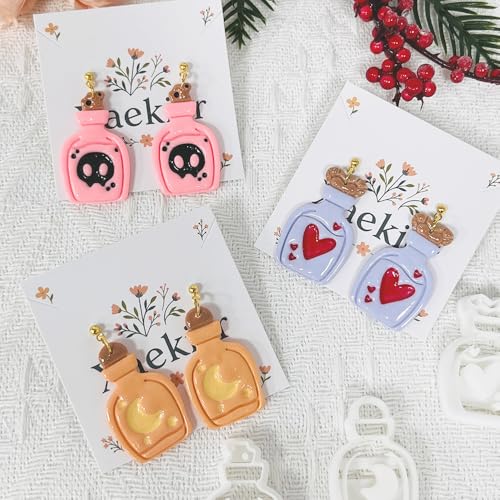 Xaekicr 3PCS Magic Potion Bottle Polymer Clay Cutters Set – Halloween Clay Earring Cutters Molds for DIY Earrings & Jewelry Making – Fun Clay Tools for Polymer Crafts - color: Q color