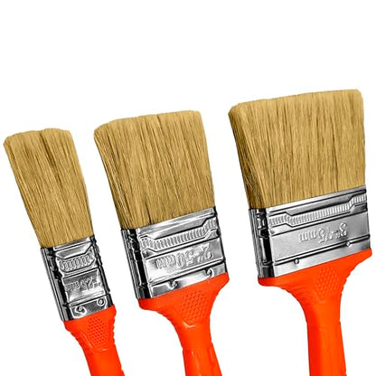 Premium Paint Brush Set – 3-Piece Boiled Bristle Brushes (1”, 2”, 3”) for Precision Painting | Professional & DIY Paint Brushes for Walls, Trim, Furniture & Crafts