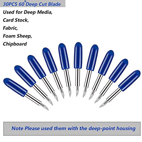 Elefama Deep Cut Blades Compatible with Explore Air 2 Air Maker Expression Vinyl Fabric 30PCS 60 Degree Compatible with Explore Air 2 Air Maker Expression Knife Cutting Blades Replacement - color: 30pcs 60° Deep Cut Blades