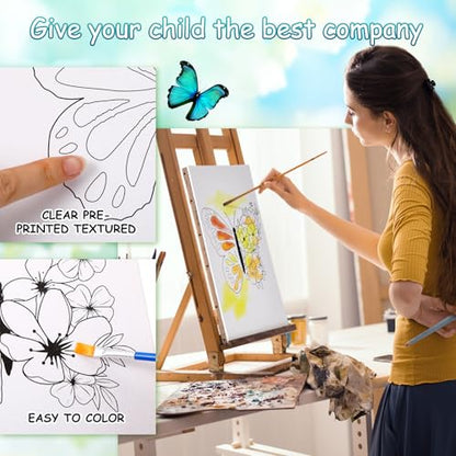 Affrolling 12 Pcs Pre Drawn Canvas for Painting for Adults 8 x 8 Inch Canvas Painting Kits Stretched with Drawing Ready to Paint Beginner Artists Date Night Party Supplies(Butterfly) - style: Butterfly