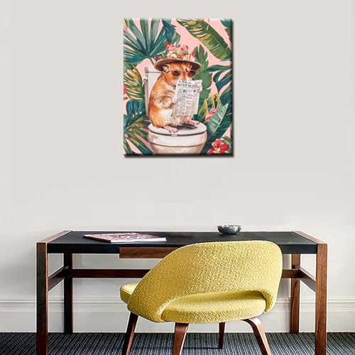 Tucocoo Hamster on Toilet Paint by Numbers DIY Acrylic Paint by Numbers Kits for Adults Funny Rustic Animals Bathroom Paintings Picture Arts Craft for Home Wall Art Decor16x20Inch Frameless - color: Paint By Number-closestool 09, size: 16''x20''(Frameless