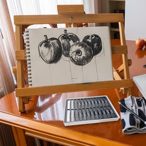 24 Pcs Compressed Charcoal Sticks with Soft, Medium, Hard and White Charcoal, Square Vine Charcoal Stick Kit for Drawing, Sketching and Shading, Art Supplies for Artists Beginners