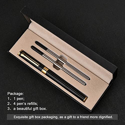 YIVONKA Luxury Ballpoint Pen Black Refill Line width 0.5mm,Best Office Pen Gift for Men & Women Professional Executive,Nice BallPens Classy Gift Box (Black) - color: Black