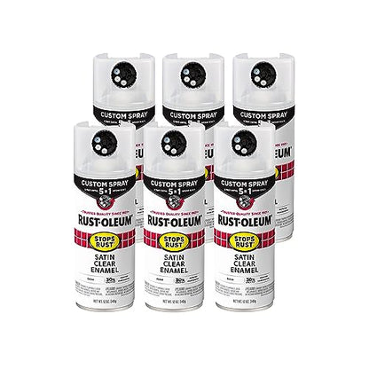 Rust-Oleum Stops Rust Custom 5-in-1 Spray Paint, Satin Clear - color: Satin Clear, size: 12 Ounce (Pack of 6)