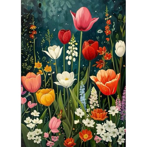 Yanfairy Wildflower Art Painting Kits for Adults, Full Drill Diamond Dots Paintings for Beginners, Round 5D Paint with Diamonds Pictures Gem Art Painting Kits DIY Crafts Kits 12x16inch - color: Wildflowers