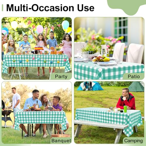 misaya 4 Packs 54 x 78 Inch Buffalo Disposable Table Cloth, Waterproof Plastic Tablecloth, Rectangle Teal and White Checkered Table Covers for Picnic, Birthday, Party, Back to School - color: Teal and White, size: 54" X 78"