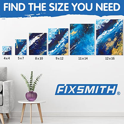 FIXSMITH Stretched Canvas for Painting- 8x10 Inch,Bulk Pack of 12,Primed,100% Cotton,5/8 Inch Profile of Super Value Pack for Acrylics,Oils & Other Painting Media. - size: 8"x10"-12Pack