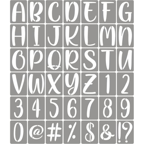 6 Inch Letter Stencils for Painting - 42 Pack Alphabet Letter Number Templates with Signs, Reusable Plastic Alphabet Stencils for Chalkboard Fabric Rock Wood Crafts Painting - size: 6 Inch