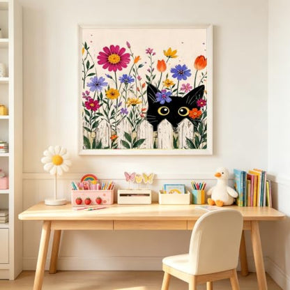 5D Flower Diamond Painting Kits for Adults,Cute Black Cat Diamond Art Kits - color: KM1219-1
