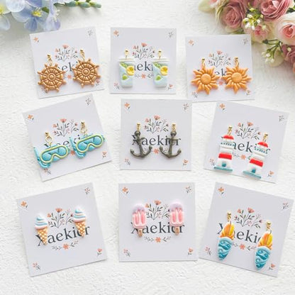 Nautical & Summer Fun Polymer Clay Cutters Set - 9pcs Coastal Shapes Including Lighthouse, Anchor, Ship Wheel, Ice Cream & Sunglasses for DIY Earring Jewelry, Soft Clay Crafts & Scrapbooking - color: Q color