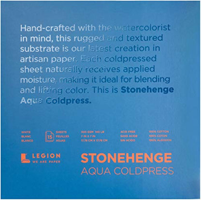Stonehenge Yupo Paper Aqua Block Coldpress Pad 7"X7" 15 Sheets/Pkg-White 140lb