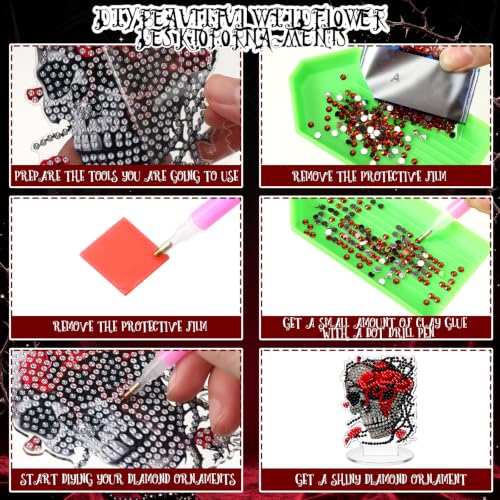 Kosiz 9 Pcs Halloween Diamond Painting Tabletop Decorations for Adults - style: Gothic