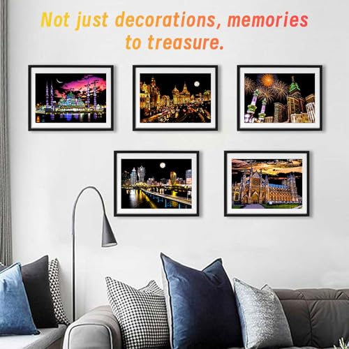 Iskueal Scratch Art for Adults(12 Sheets A4),Family Creative DIY Painting Papers for Travel Lovers,Craft Lovers|Creative Scratch Art Adult (Britain/Thailand/Malaysia) - color: (Britain/Thailand/Malaysia)