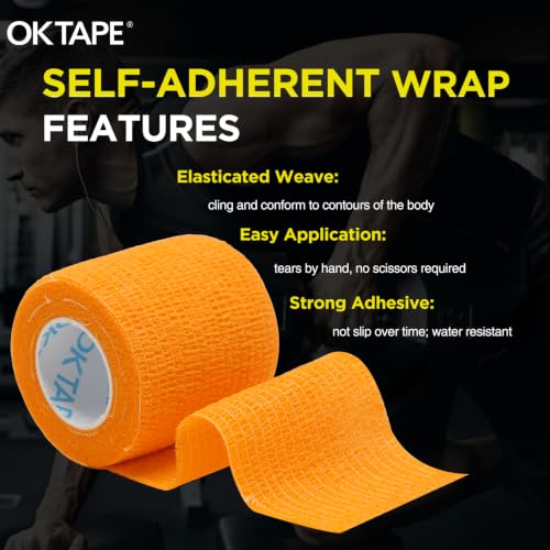 OK TAPE 12 Rolls Self Adhesive Bandage Wrap, Cohesive Elastic Athletic Tape - color: Spring, size: 2 Inch