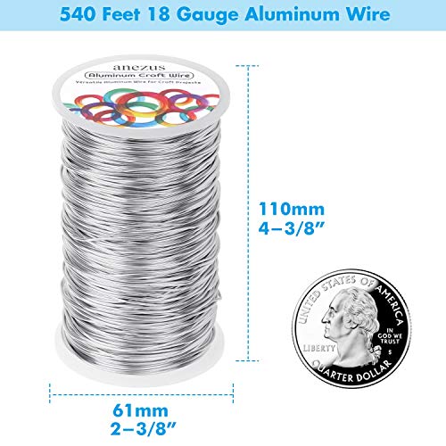 Anezus Bendable Craft Metal Wire - 540 Feet, 18 Gauge Flexible Beading Wire for Wreath Making, Jewelry Making, Floral (Silver, 1mm) (Pack of 2) - size: 18 Gauge(1 mm) (Pack of 2)