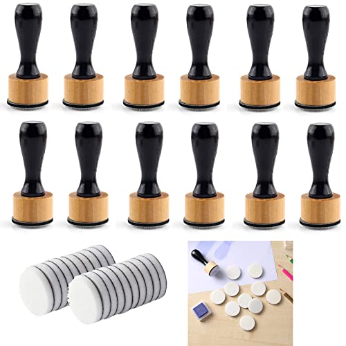 Briartw 36PCS,12 Pcs Mini Ink Blending Tools with 24 Replacement Flat Foam Pads,Round for Stamp Ink Distressing, Blending, Alcohol Ink, Dabber Tool Applicator and More - color: 12 Handle+24 Flat Foams