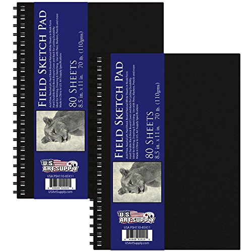 U.S. Art Supply 8.5" x 11" Premium Hardbound Sketch Book, 2-Pack - size: 8.5-x-11-inch