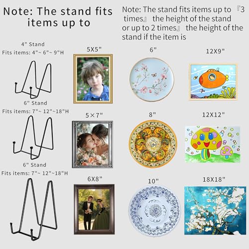 12 Pack 6"Plate Stands for Display,Metal Plate Holders Display Stands Can Be Used for Picture Stands,Book Stands for Display,Plate Display Stands,Easel,Photo Frame Stands,Plaque Stands,Desktop Stand.