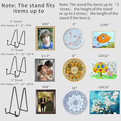 12 Pack 6"Plate Stands for Display,Metal Plate Holders Display Stands Can Be Used for Picture Stands,Book Stands for Display,Plate Display Stands,Easel,Photo Frame Stands,Plaque Stands,Desktop Stand.