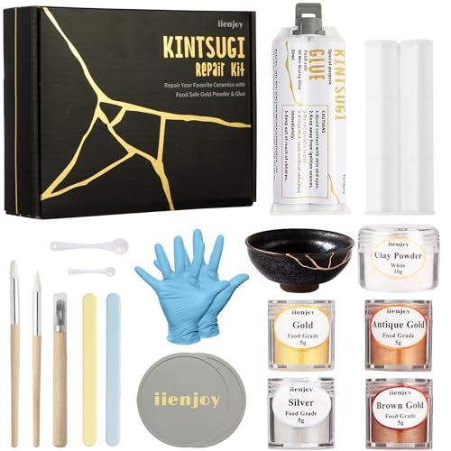 iienjoy Kintsugi Repair Kit, 4 Colors Food Safe Kintsugi Kit for Ceramics - color: Four Colors