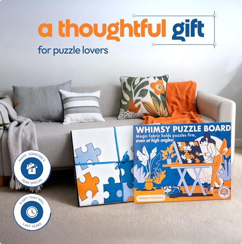 The Grippy Large Jigsaw Puzzle Board by The Puzzled Tree – 1500 Piece 34.2" x 25" Patent Pending Fabric, Back Support Puzzle Easel Tilting Puzzle Board Non-Slip Surface, Jigsaw Puzzle Table Adults