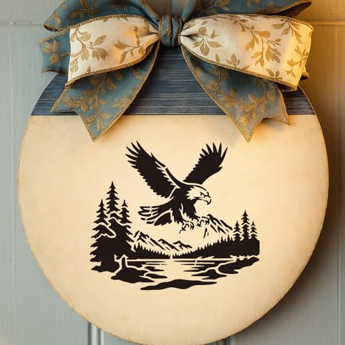 INFUNLY 6Pcs Eagles Painting Stencil for Wall Reusable Wall Stencils Forests Walls Template for Painting 7.87x7.87, 8.27x11.69 Feathers Templates for Crafts Cement Wood Furniture Home Decor - style: 6PCS Eagles